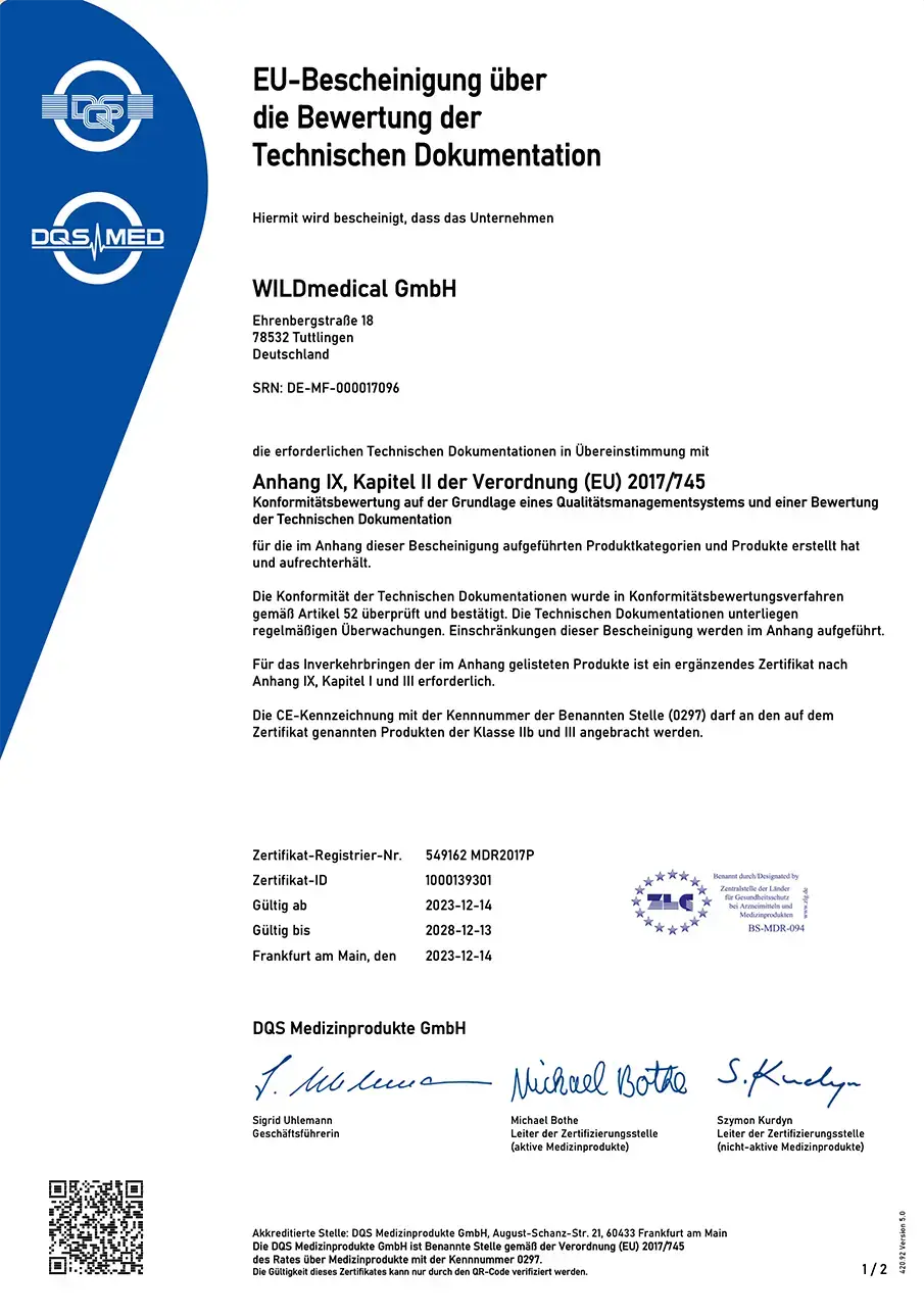 EU_NBEsch_tech_dok Medizintechnik aus Tuttlingen. WILDmedical ist spezialisiert auf die Herstellung und den Vertrieb von hochwertigen Produkten.